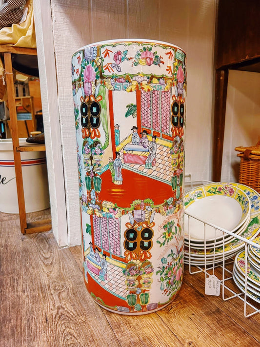 Rose Medallion Umbrella Stand